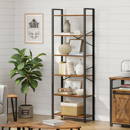 Storage Rack with Steel Frame | 6-Tier Bookshelf | Home Office Bookcase