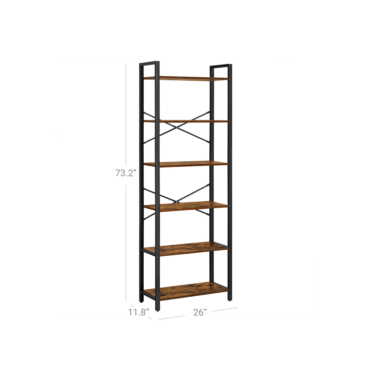 Storage Rack with Steel Frame | 6-Tier Bookshelf | Home Office Bookcase