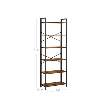 Storage Rack with Steel Frame | 6-Tier Bookshelf | Home Office Bookcase