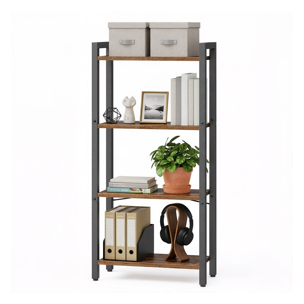 4-Tier Tall Bookshelf with Steel Frame
