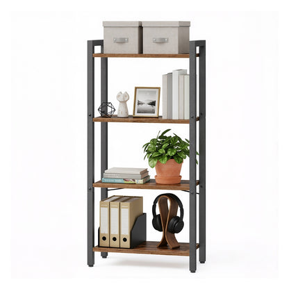 4-Tier Tall Bookshelf with Steel Frame