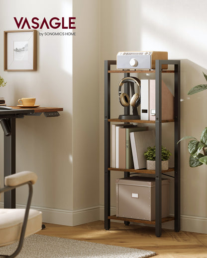 4-Tier Tall Bookshelf with Steel Frame