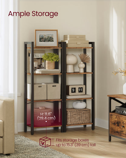 4-Tier Tall Bookshelf with Steel Frame