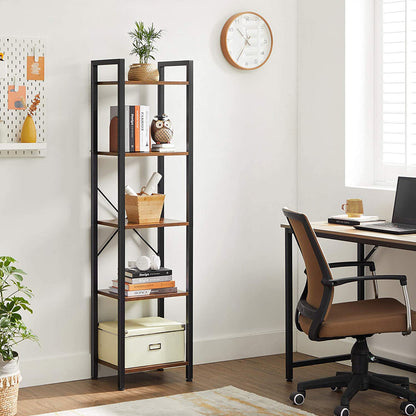 5-Tier Bookshelf, Bookcase, Storage Shelving Unit with 5 Shelves, for Study, 15.7 x 11.8 x 57.5 Inches, Industrial, Rustic Brown