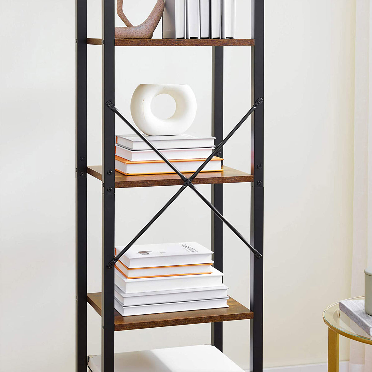 5-Tier Bookshelf, Bookcase, Storage Shelving Unit with 5 Shelves, for Study, 15.7 x 11.8 x 57.5 Inches, Industrial, Rustic Brown