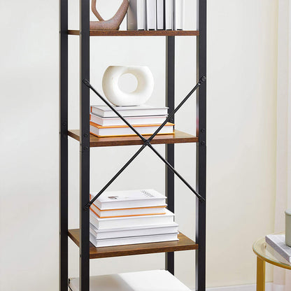 5-Tier Bookshelf, Bookcase, Storage Shelving Unit with 5 Shelves, for Study, 15.7 x 11.8 x 57.5 Inches, Industrial, Rustic Brown