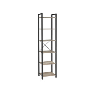 6-Tier TNarrow Bookcase with Steel Frame