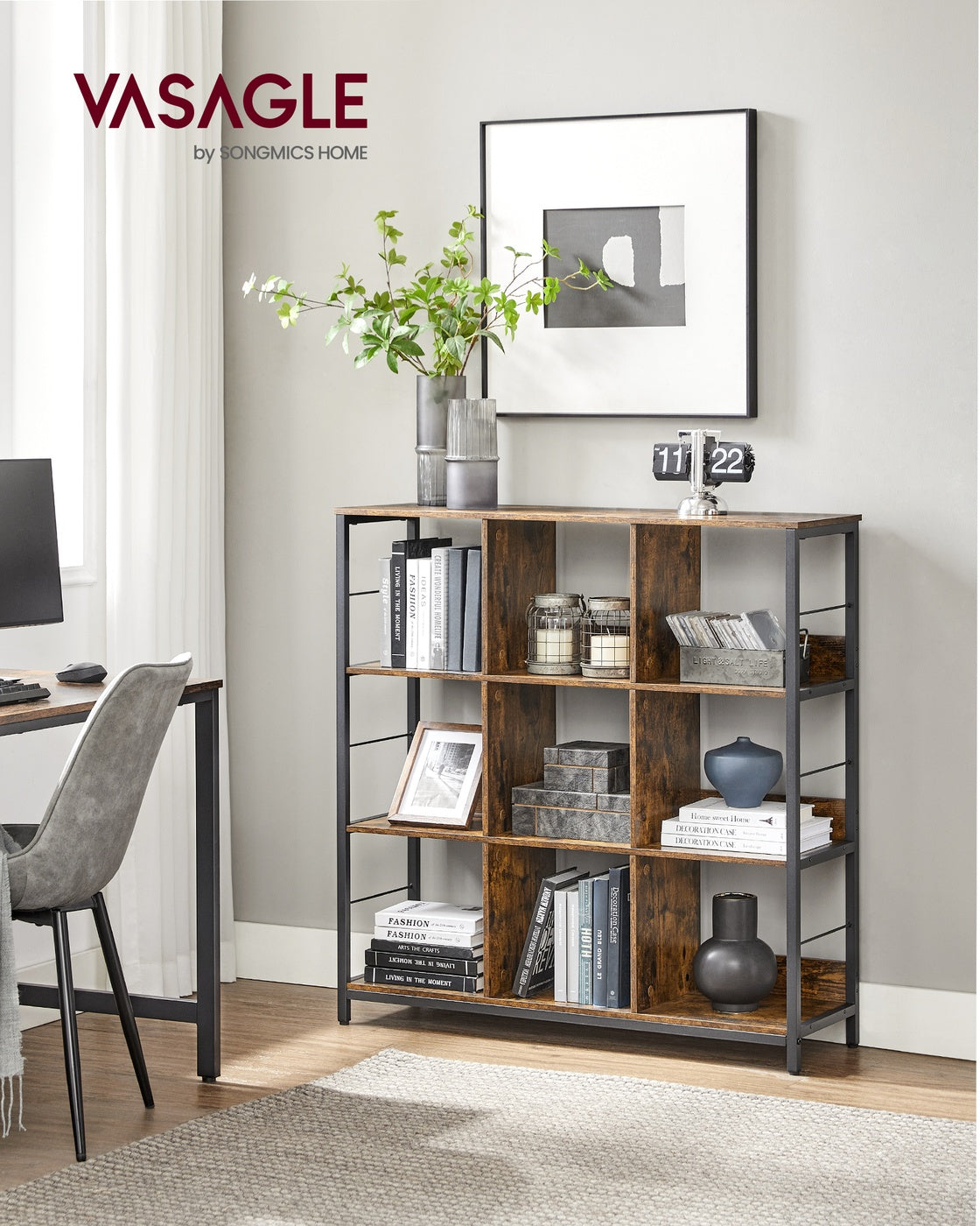 Bookshelf with 9 Storage Cubes - image 2
