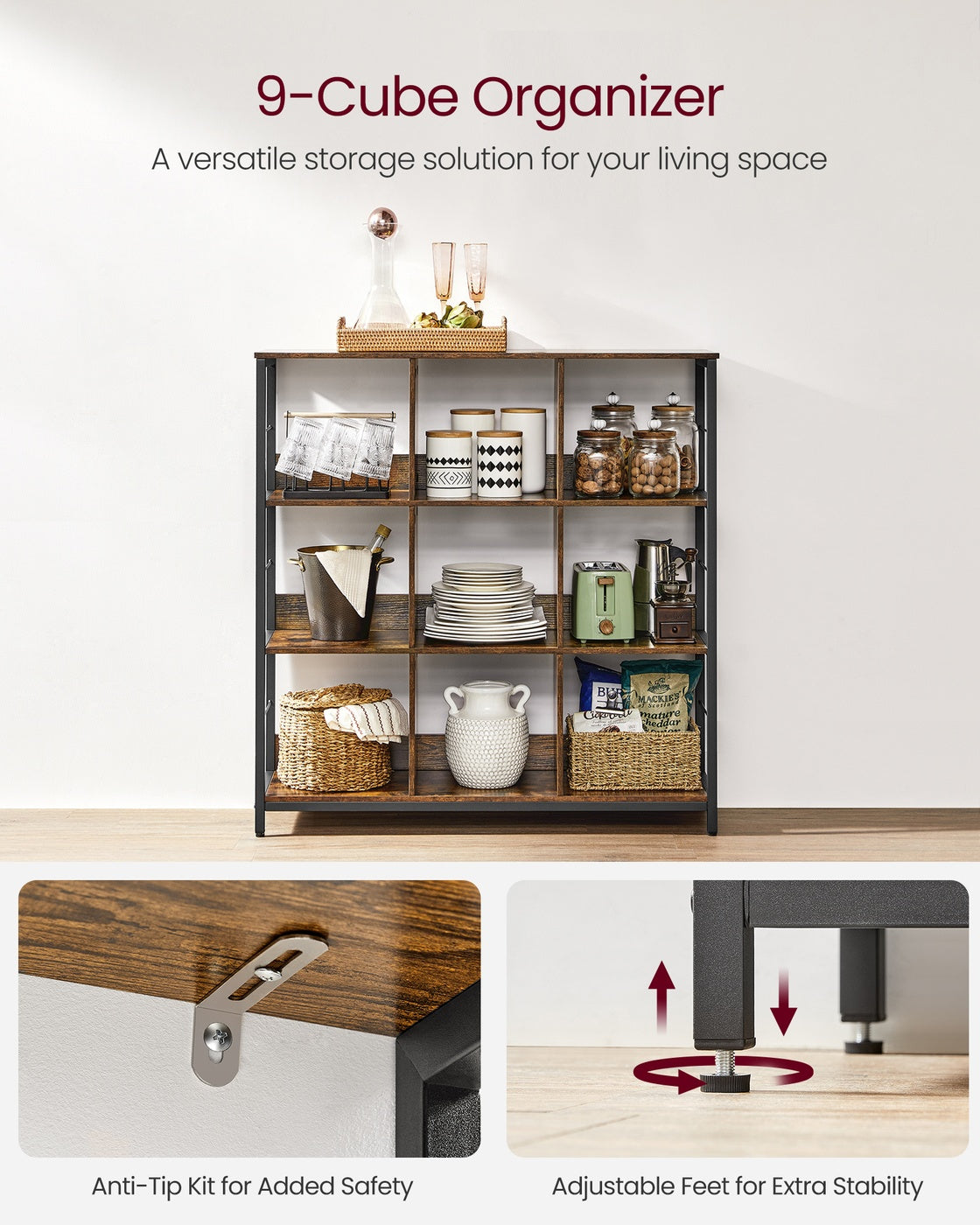 Bookshelf with 9 Storage Cubes - image 5