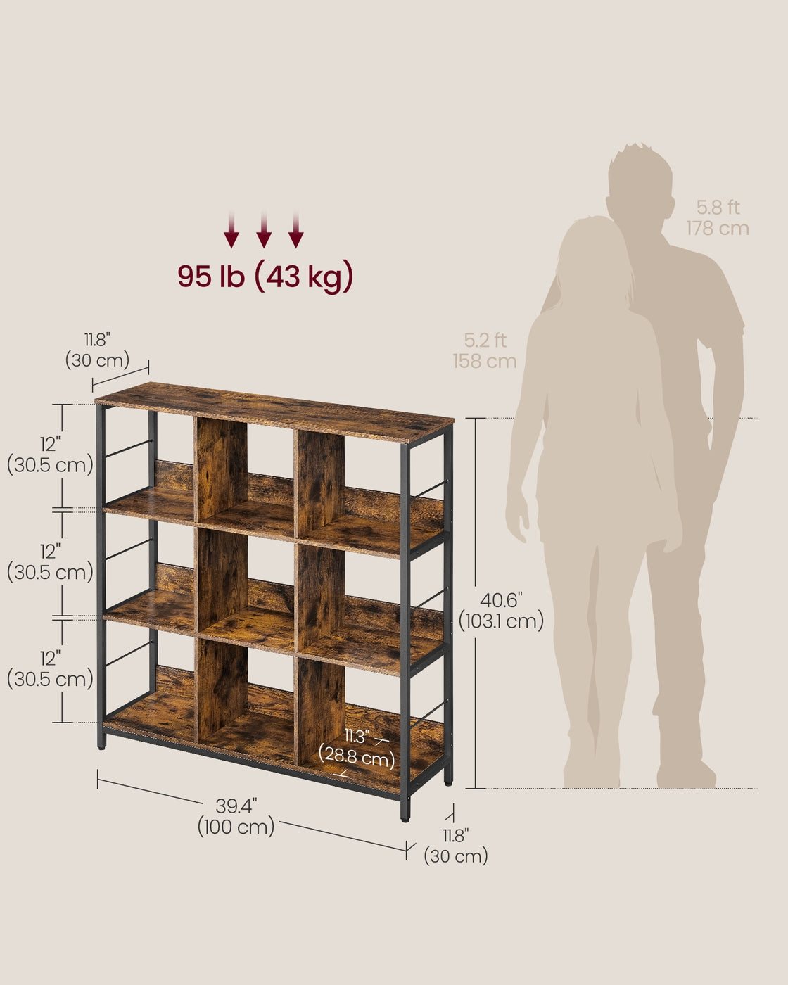 Bookshelf with 9 Storage Cubes - image 7