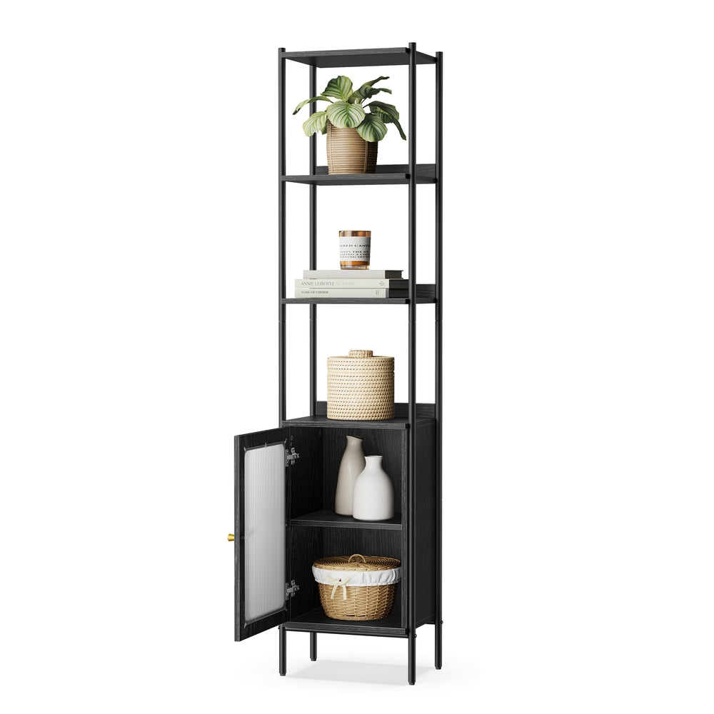 6-Tier Slim Bookshelf with PC Door