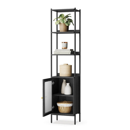 6-Tier Slim Bookshelf with PC Door