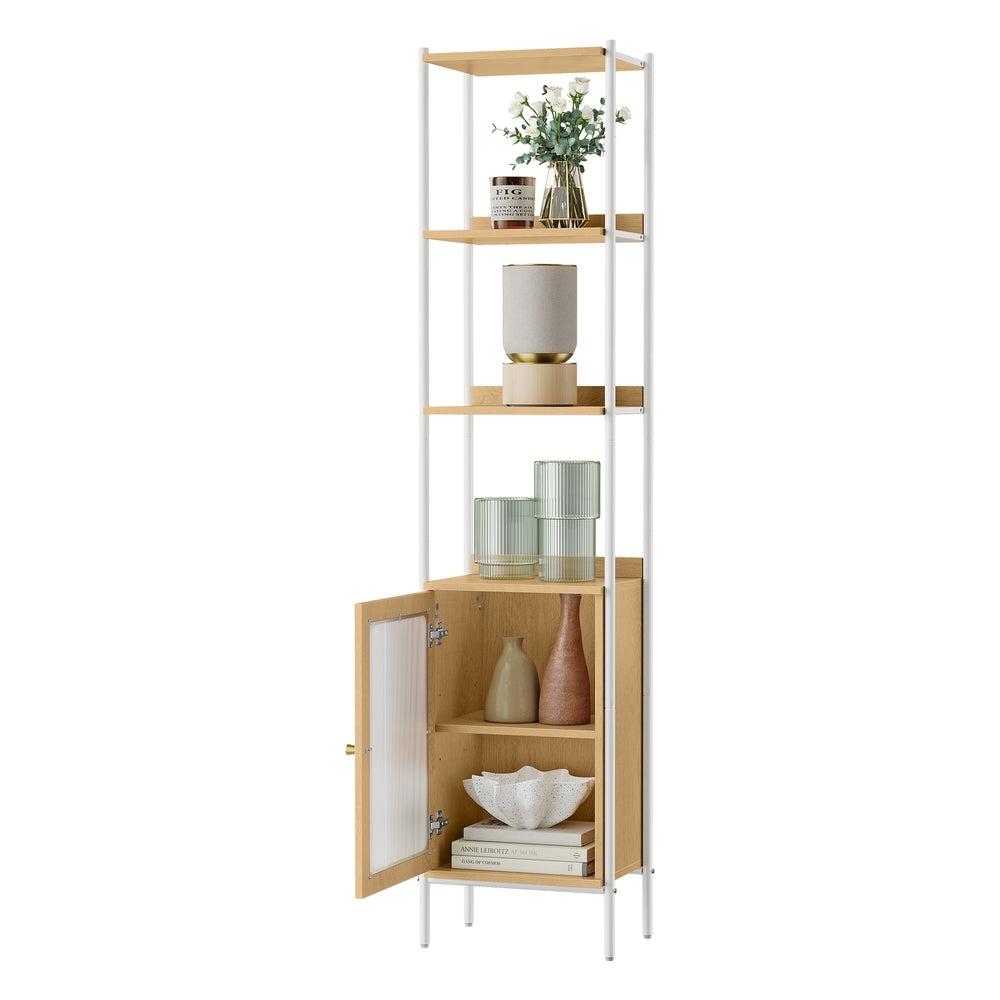 6-Tier Slim Bookshelf with PC Door