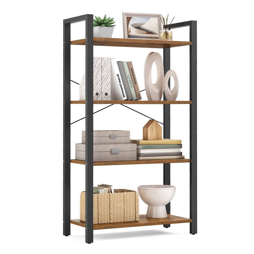 Bookshelf, 4-Tier Bookcase, Living Room Standing Unit Shelf