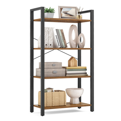Bookshelf, 4-Tier Bookcase, Living Room Standing Unit Shelf