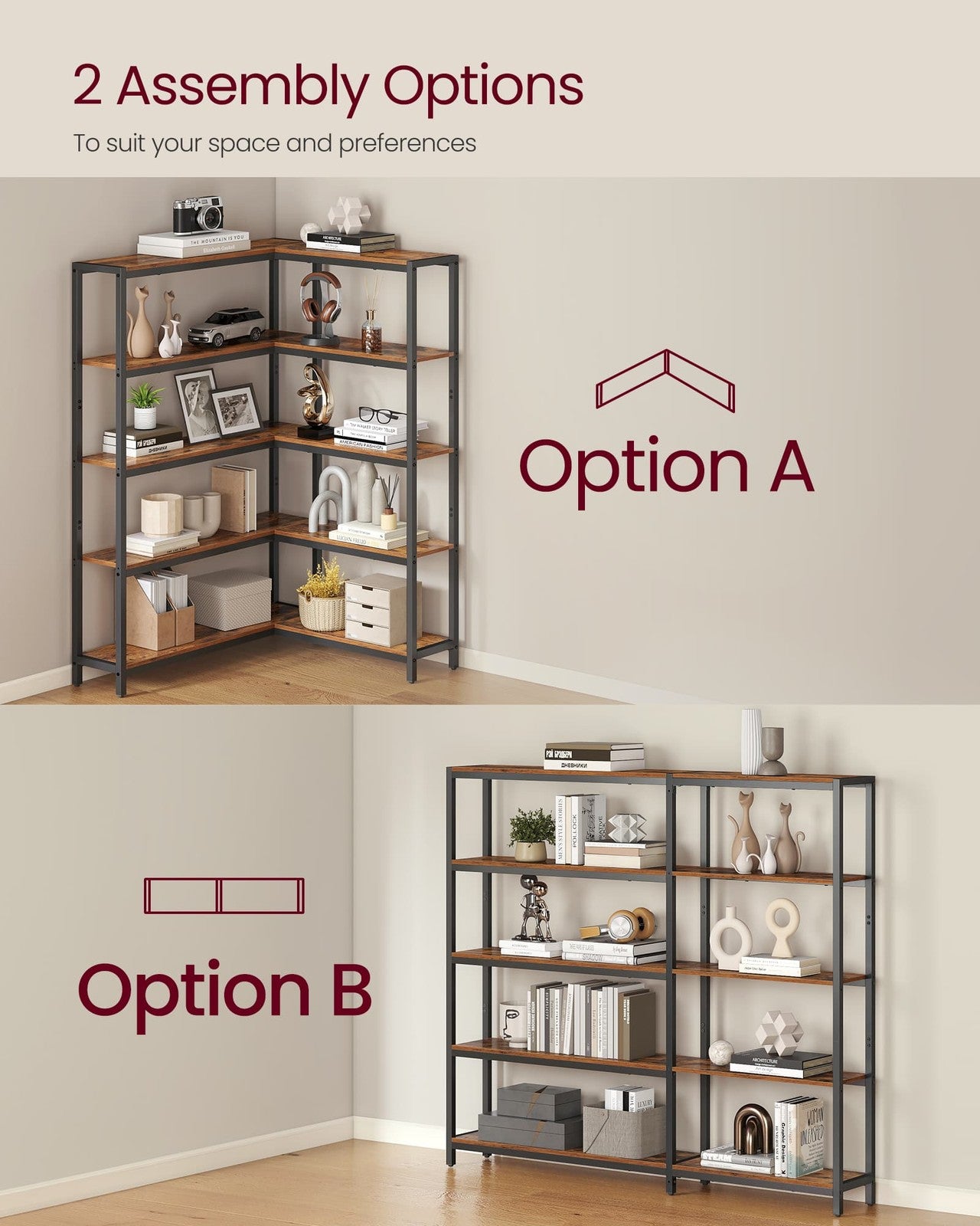 Metal Frame Bookshelf for living room bedroom or office - image 3