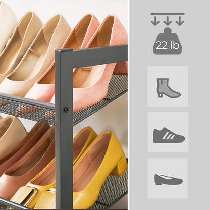 6-Tier Shoe Rack Storage, 3-Tier Shoe Racks for Closet, Set of 2, Metal Mesh, Flat or Angled Stackable Shoe Shelf Stand