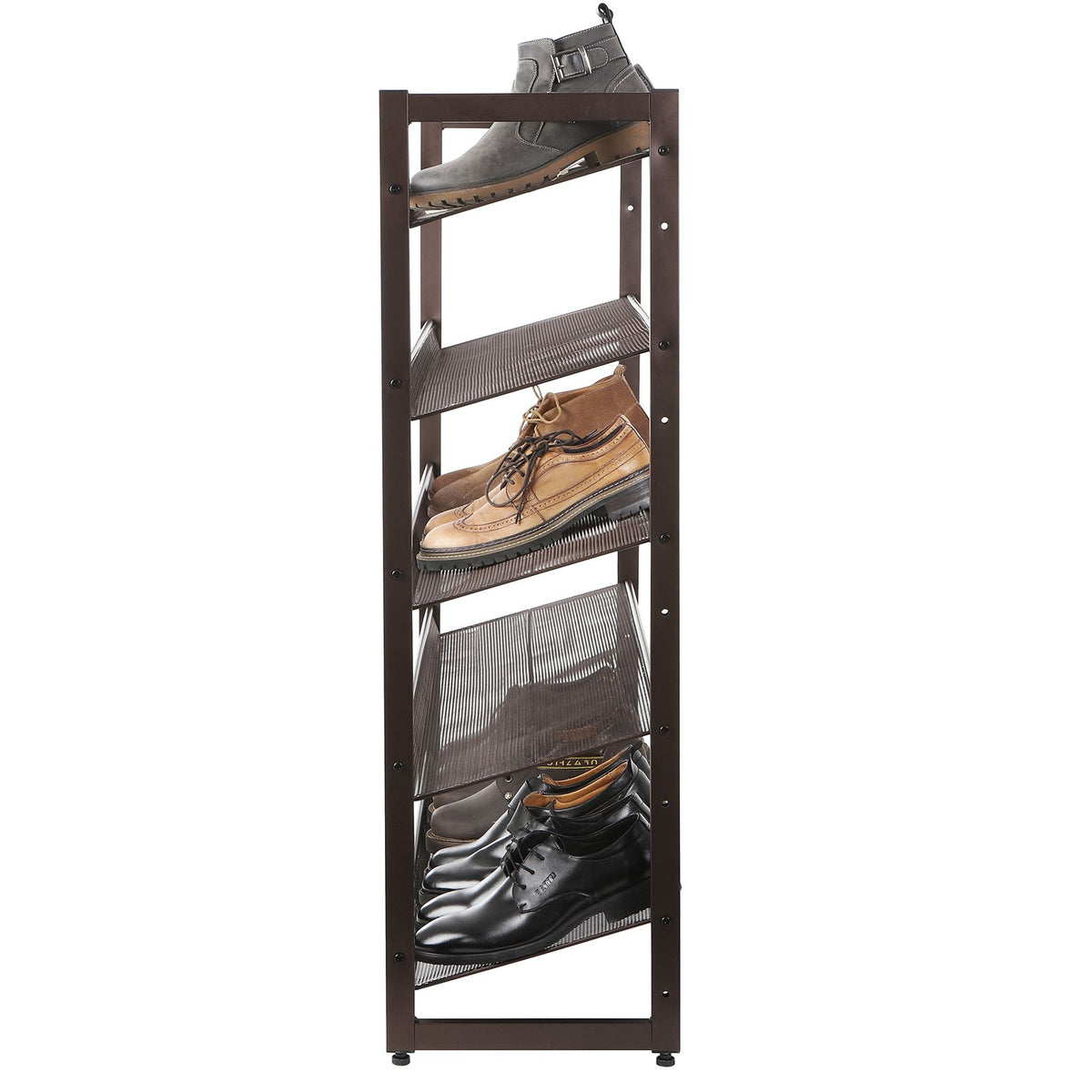 Shoe Rack, 5-Tier Stackable Shoe Storage Shelf, Metal Mesh