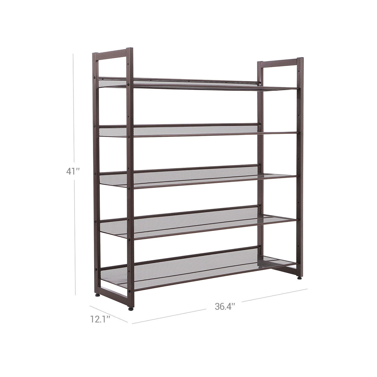 Shoe Rack, 5-Tier Stackable Shoe Storage Shelf, Metal Mesh
