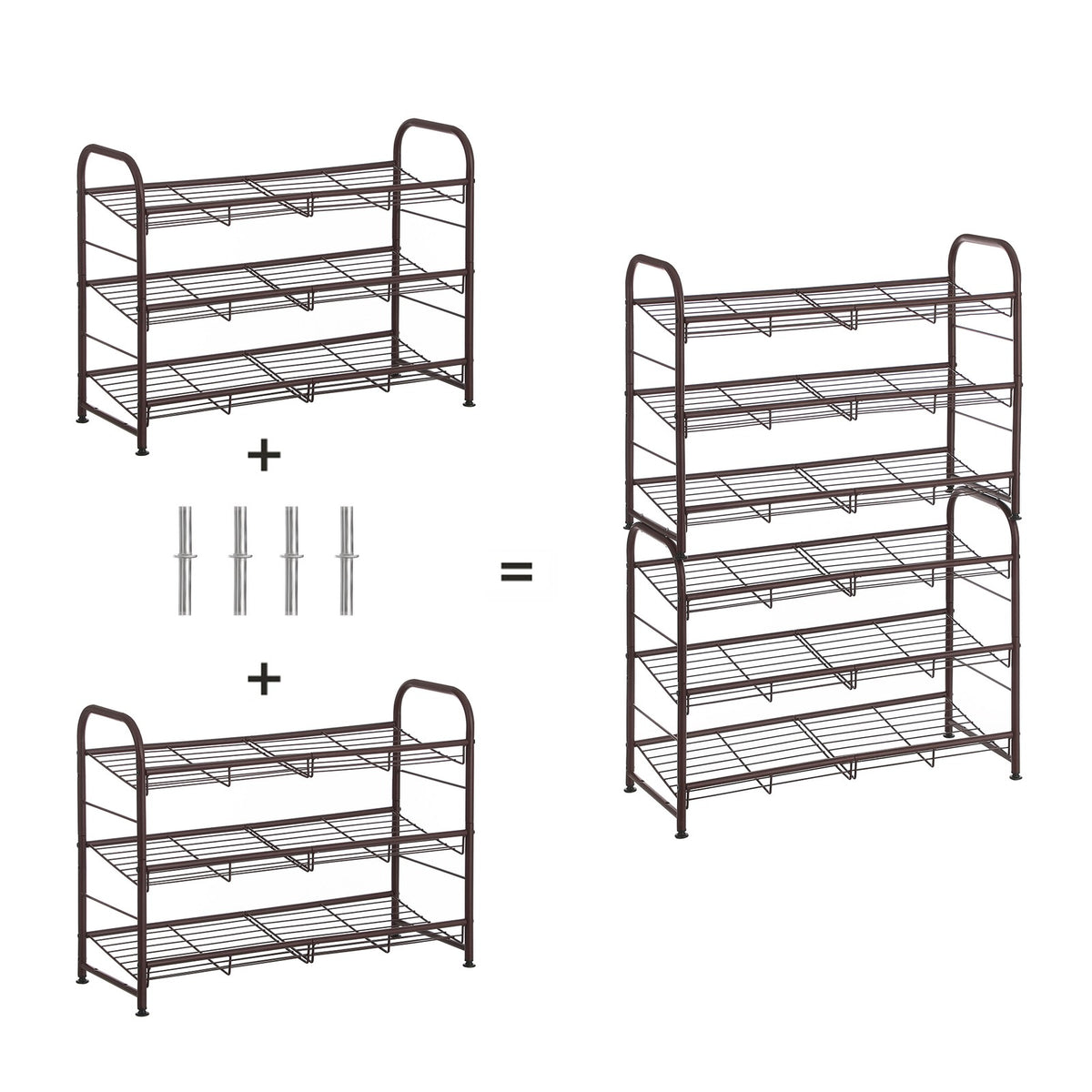 Shoe Rack, 3 Tier Shoe Organizer for Closet, Holds up to 12 Pairs of Shoes, Shoe Rack for Front Door Entrance