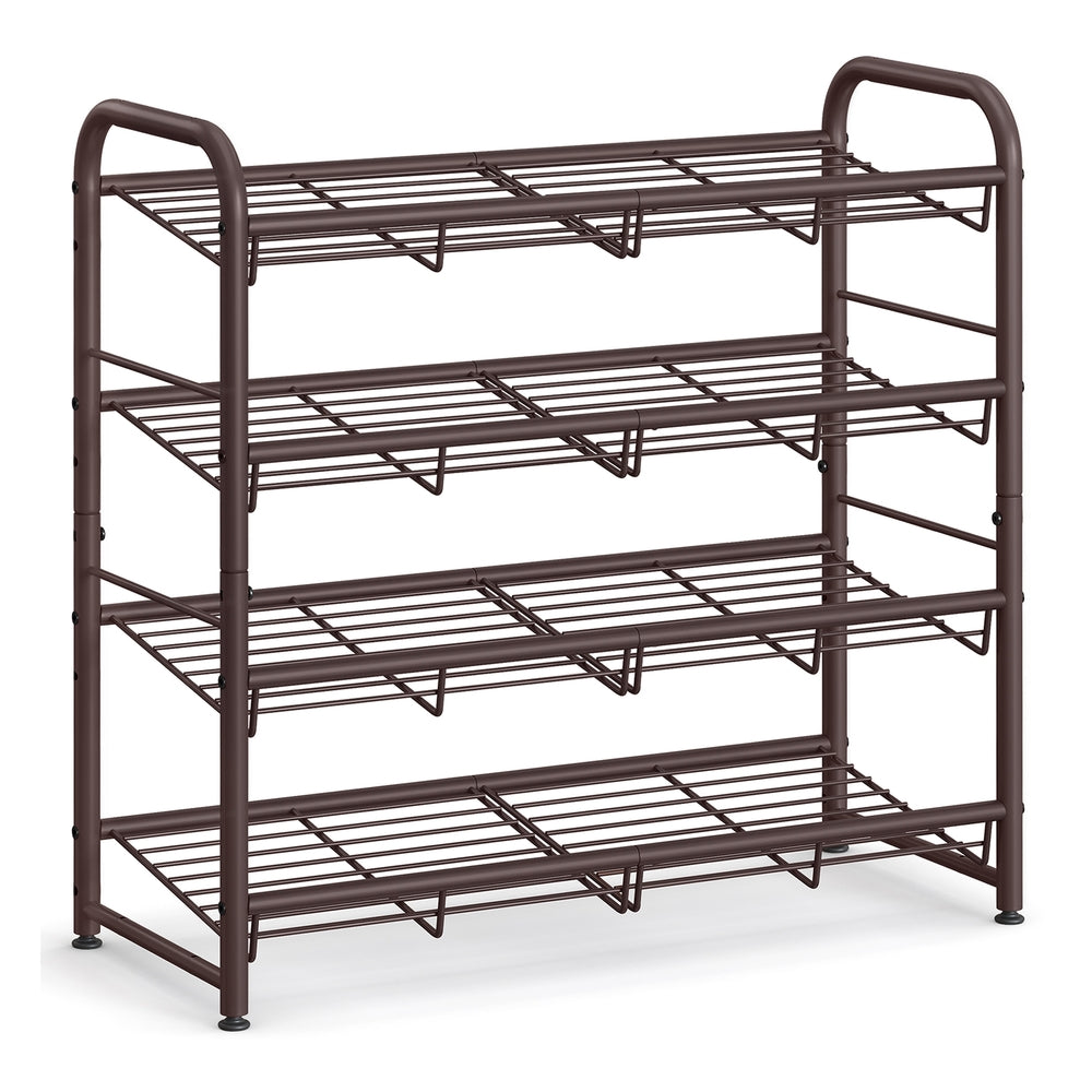 Stackable Shoe Rack, 4-Tier Shoe Rack Storage Organizer, Hold up to 16 Pairs, Steel, 27 x 10.8 x 25.6 Inches