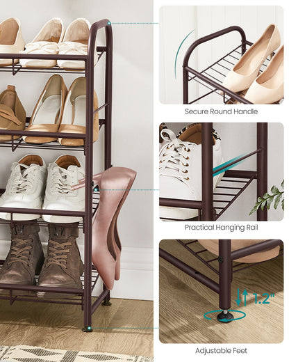 Stackable Shoe Rack, 4-Tier Shoe Rack Storage Organizer, Hold up to 16 Pairs, Steel, 27 x 10.8 x 25.6 Inches