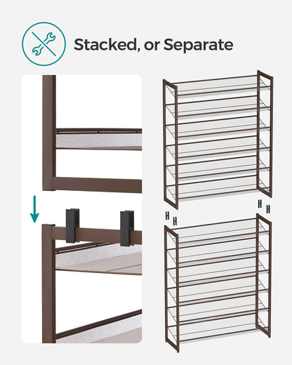 Shoe Rack | 12-Tire | Set of 2 Stackable 6-Tier Shoe Organizers