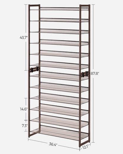 Adjustable 12-Tier Shoe Rack