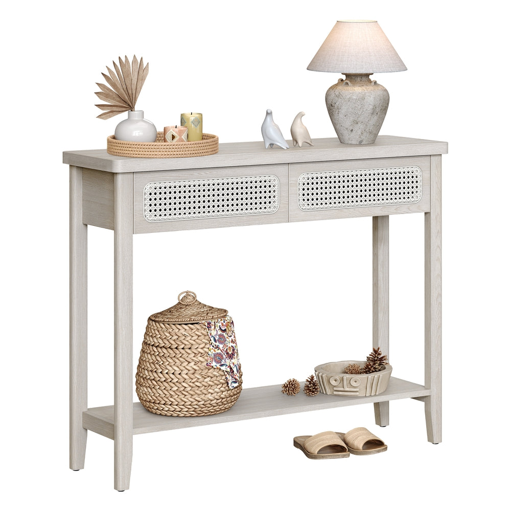 Boho Console Table, 2-Drawer, Ash Black - image 11