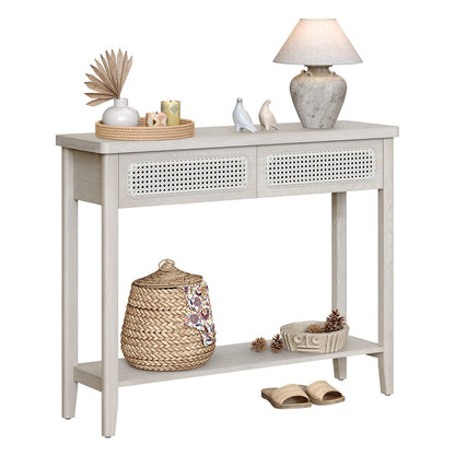 Boho Console Table, 2-Drawer, Ash Black - image 11