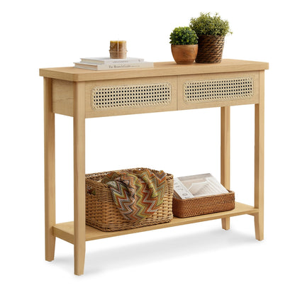 Boho Console Table, 2-Drawer, Ash Black - image 10