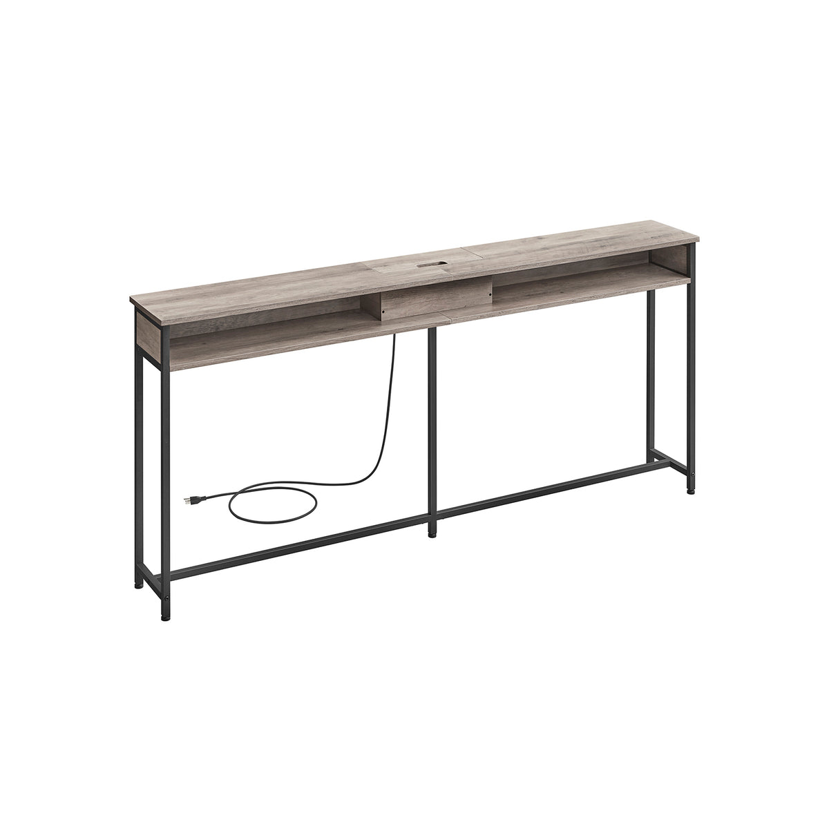 70 Inch Console Table with Outlet and Shelves