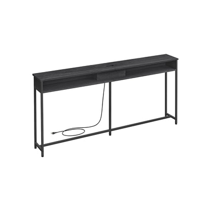 70 Inch Console Table with Outlet and Shelves