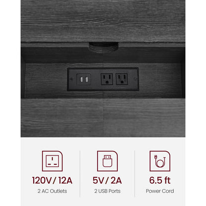 70 Inch Console Table with Outlet and Shelves