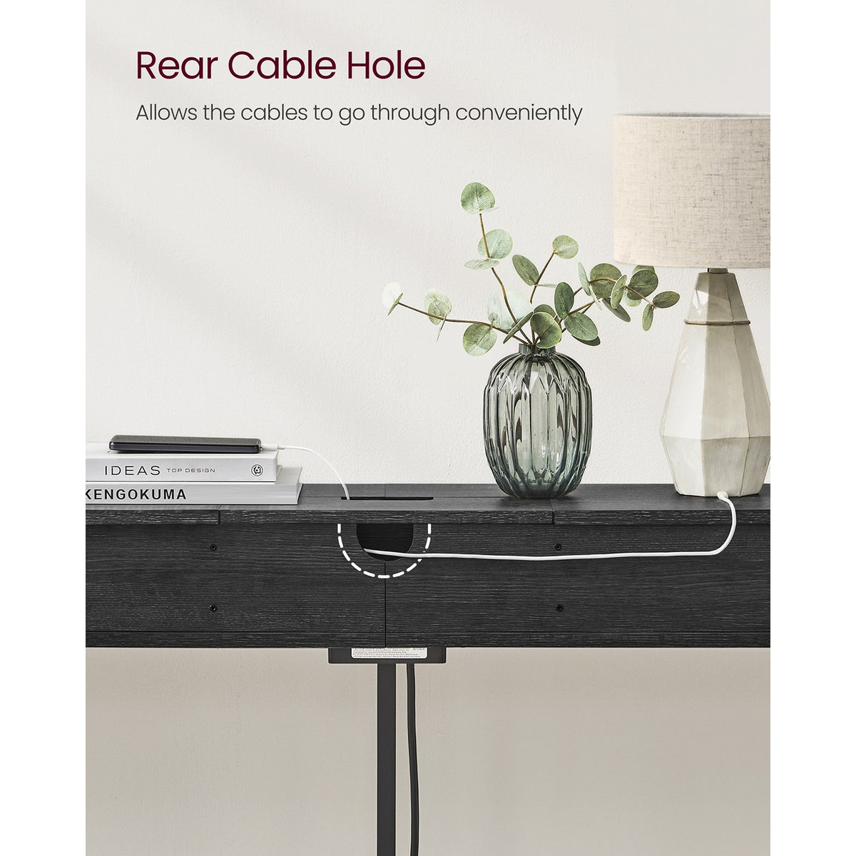70 Inch Console Table with Outlet and Shelves