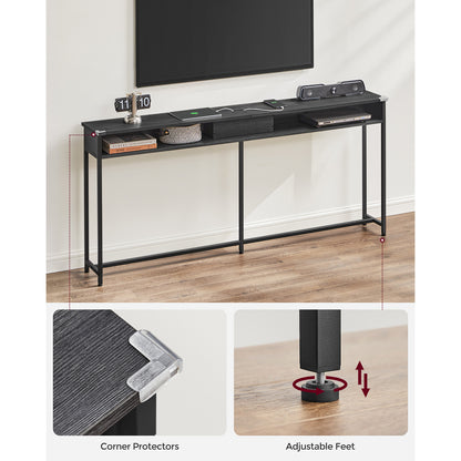 70 Inch Console Table with Outlet and Shelves