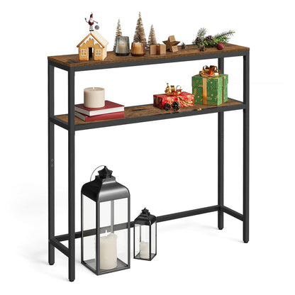 2-Tier Console Table with 2 Shelves