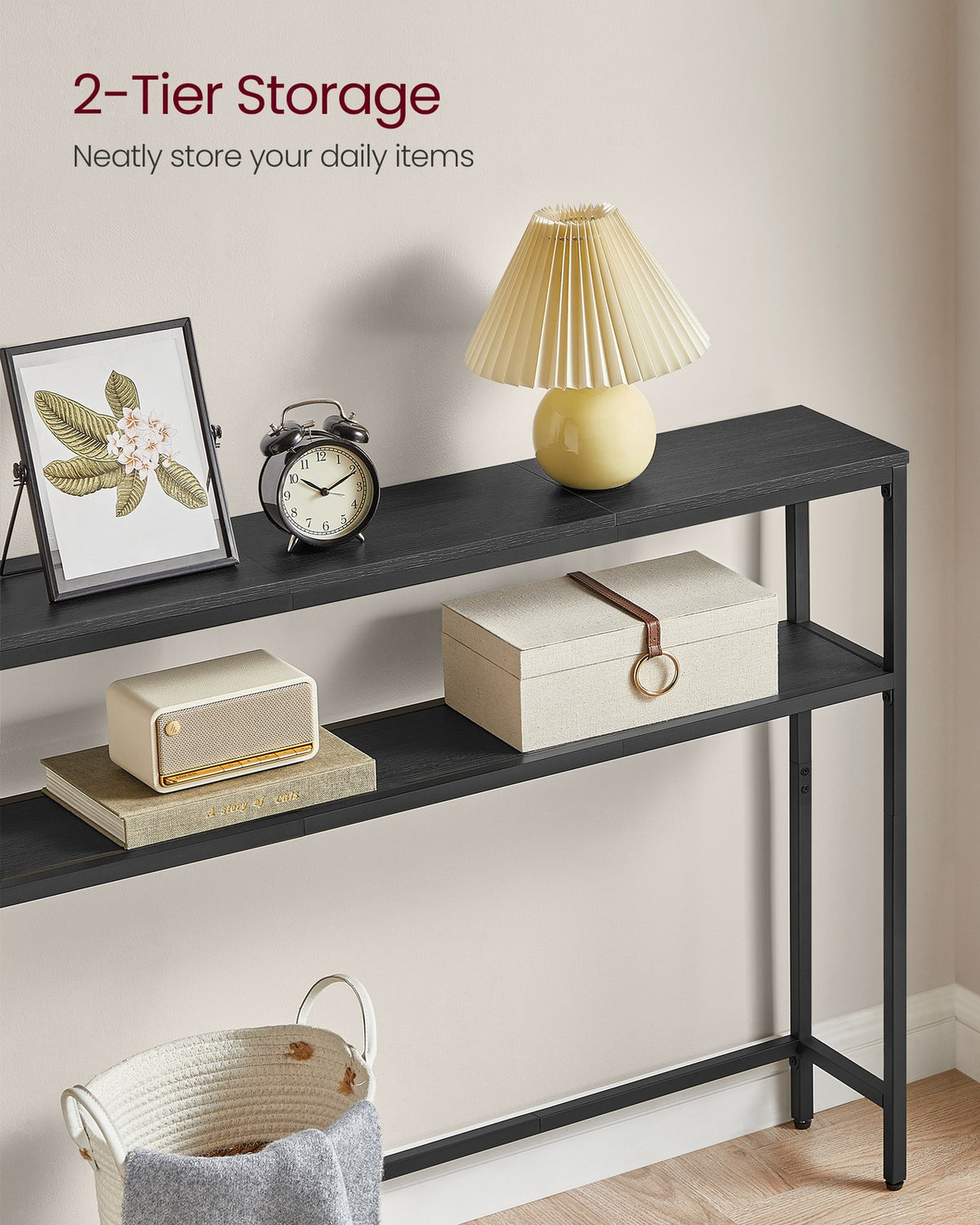 2-Tier Console Table with 2 Shelves