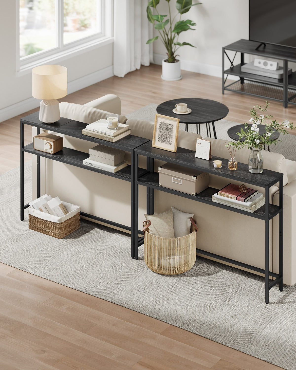 2-Tier Console Table with 2 Shelves
