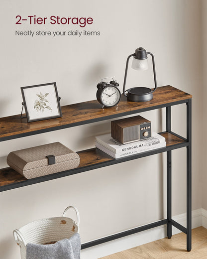 2-Tier Console Table with 2 Shelves