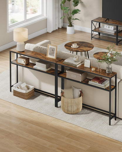 2-Tier Console Table with 2 Shelves