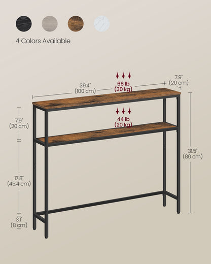 2-Tier Console Table with 2 Shelves