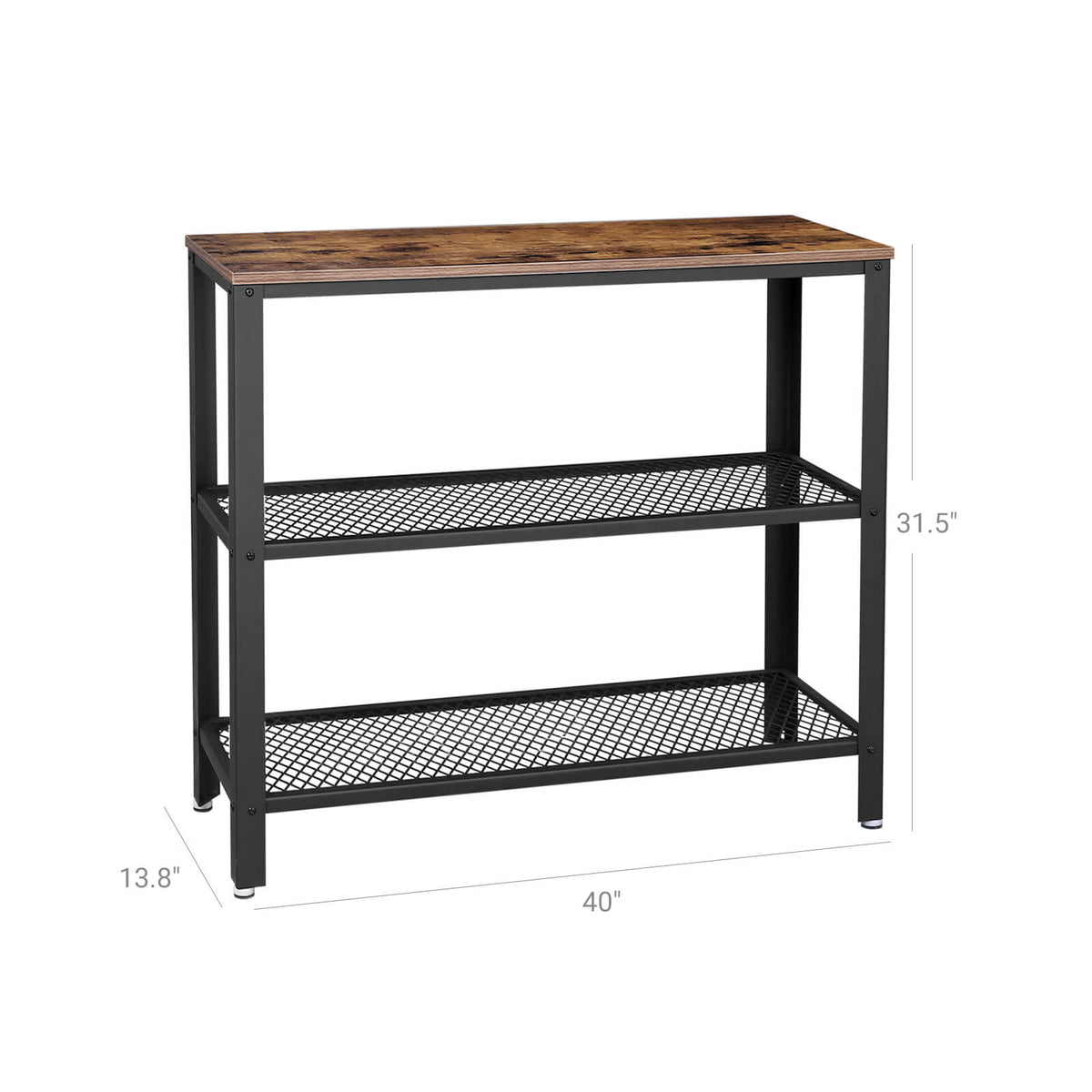 Side Table and Sideboard | Industrial Console Table | Hallway Table with 2 Mesh Shelves