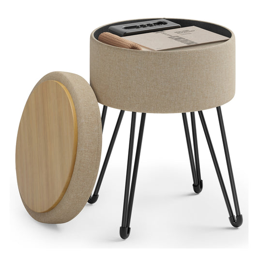 Small Vanity Stool Chair with Storage Camel Brown - image 1