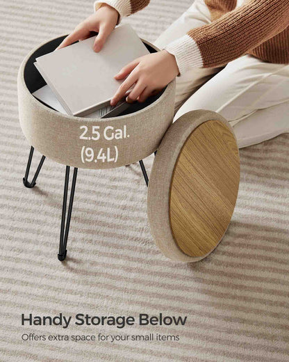 Small Vanity Stool Chair with Storage Camel Brown - image 5