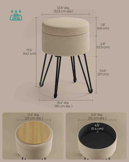 Small Vanity Stool Chair with Storage Camel Brown - image 6