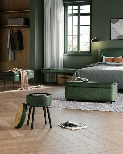 EKHO Collection - Storage Ottoman Bench, Forest Green