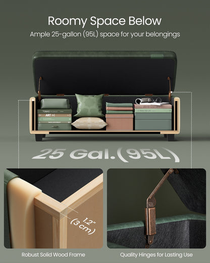 EKHO Collection - Storage Ottoman Bench, Forest Green