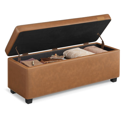 EKHO Collection - Storage Ottoman Bench, Caramel Brown