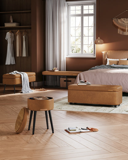 EKHO Collection - Storage Ottoman Bench, Caramel Brown